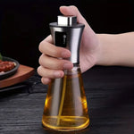 Oliesprayflaske i glas med pumpe i rustfrit stål, 200 ml