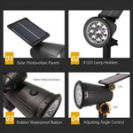 Solcellelampe med 9 LED lyser op i en have om aftenen