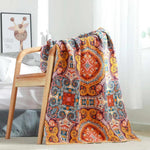 Stort badehåndklæde i bomuld med farverigt vintage boho-mønster