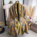 Elegant dobbeltsidet sjal med blomster til vinter