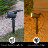 Solcellelampe med 9 LED lyser op i en have om aftenen