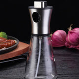 Oliesprayflaske i glas med pumpe i rustfrit stål, 200 ml