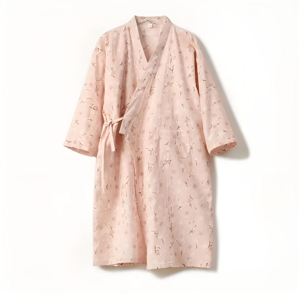 Badekåbe til kvinder i bomuld med blomstermønster i yukata-stil
