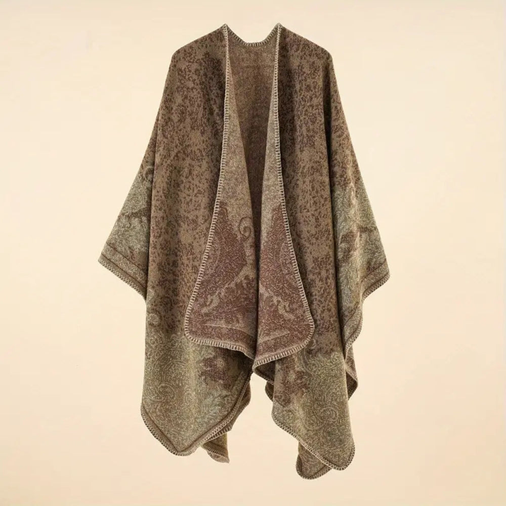 Sjal med barokmønster i jacquard over skuldrene