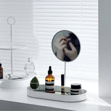 Makeupbakke i metal med aftageligt standspejl på toiletbord