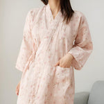 Badekåbe til kvinder i bomuld med blomstermønster i yukata-stil