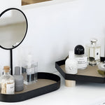 Makeupbakke i metal med aftageligt standspejl på toiletbord