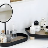 Makeupbakke i metal med aftageligt standspejl på toiletbord