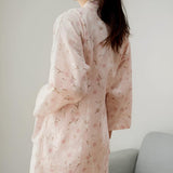 Badekåbe til kvinder i bomuld med blomstermønster i yukata-stil