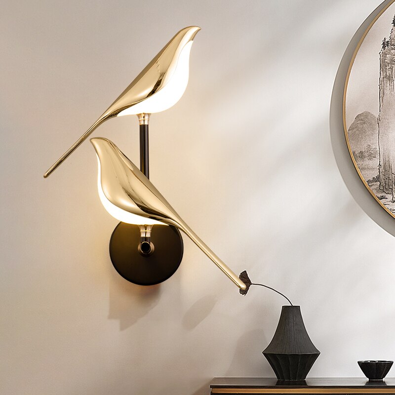 AureliaGlow | Væglampe Moderne - LED Guld Fugl