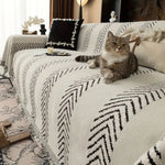 Boho sofabetræk med chevronmønster i mikrofiber på sofa