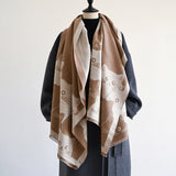 Vintertørklæde med kattemotiv i jacquard og blød mikrofiber