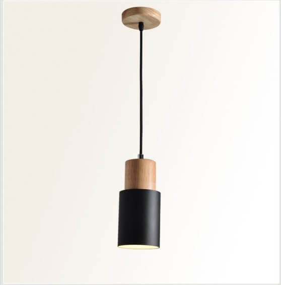 FjordGlow | Loftslampe Skandinavisk - Træ Cylinder LED