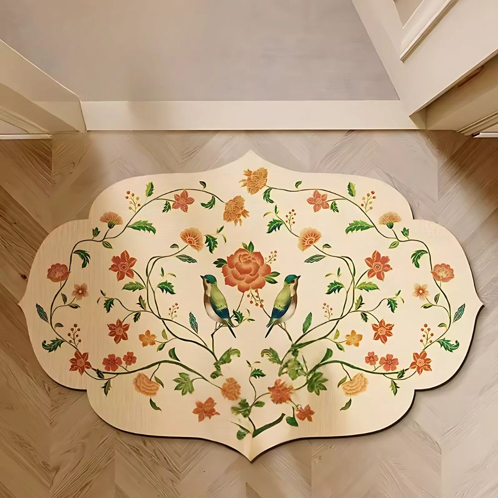 Skridsikker bademåtte med blomster og marokkansk mønster