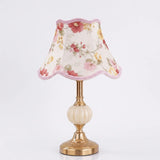 FloraGlow | Bordlampe Vintage - Blomstret Stof LED