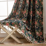 FloraLoom | Gardiner Vintage - Blomstret Vaskbar Med Kvaster