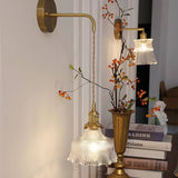 HyggeBrass | Væglampe Vintage – Messing Glas Blomst