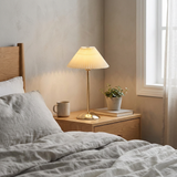 HyggeGlow | Bordlampe Skandinavisk - Trådløs LED Plisseret Stof