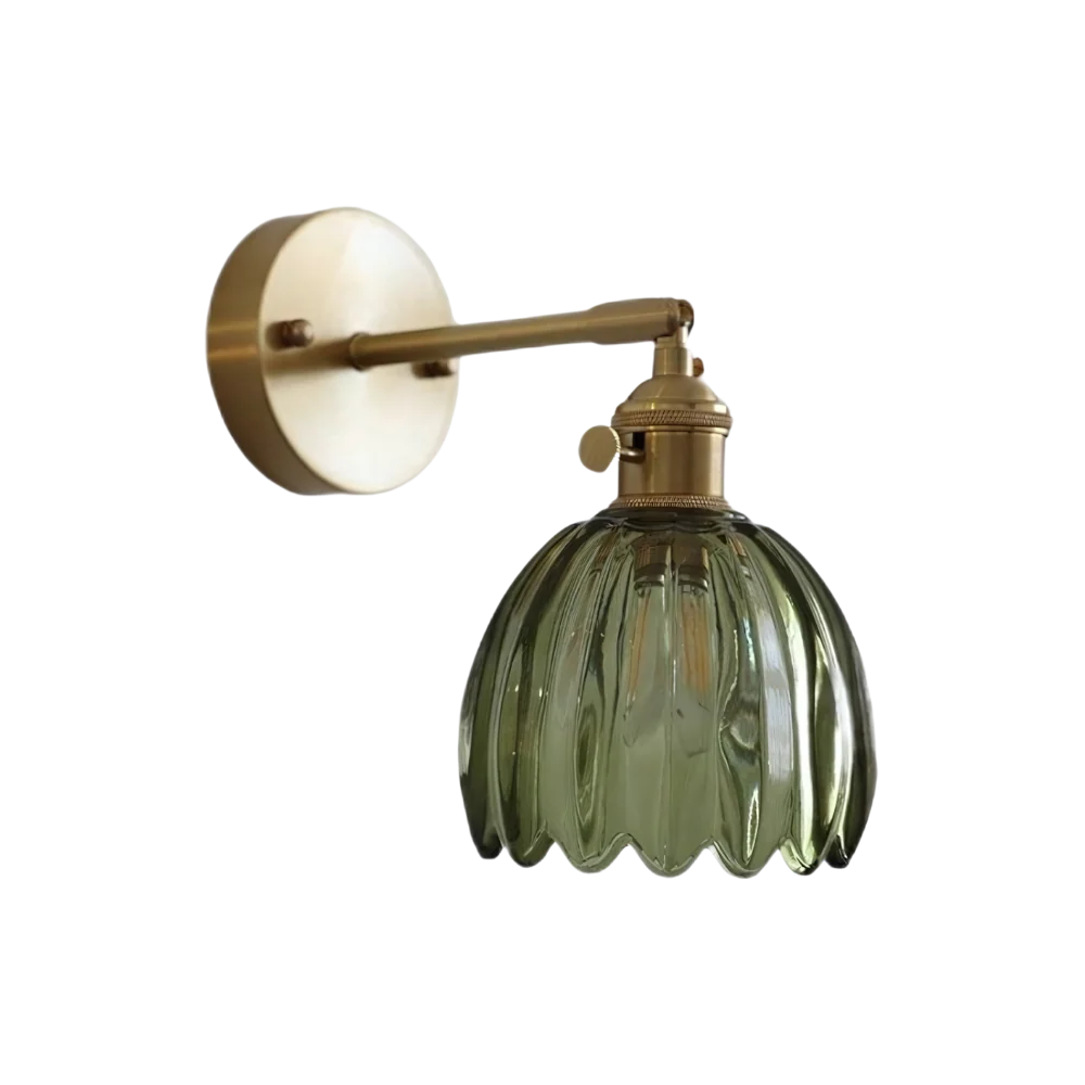 HyggeGlow | Væglampe Vintage – Messing Tulipan Glas