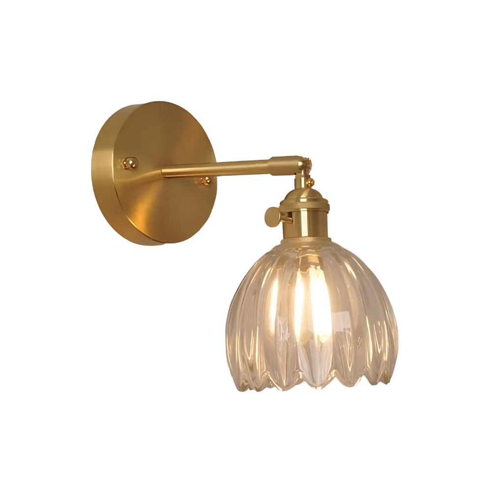 HyggeGlow | Væglampe Vintage – Messing Tulipan Glas