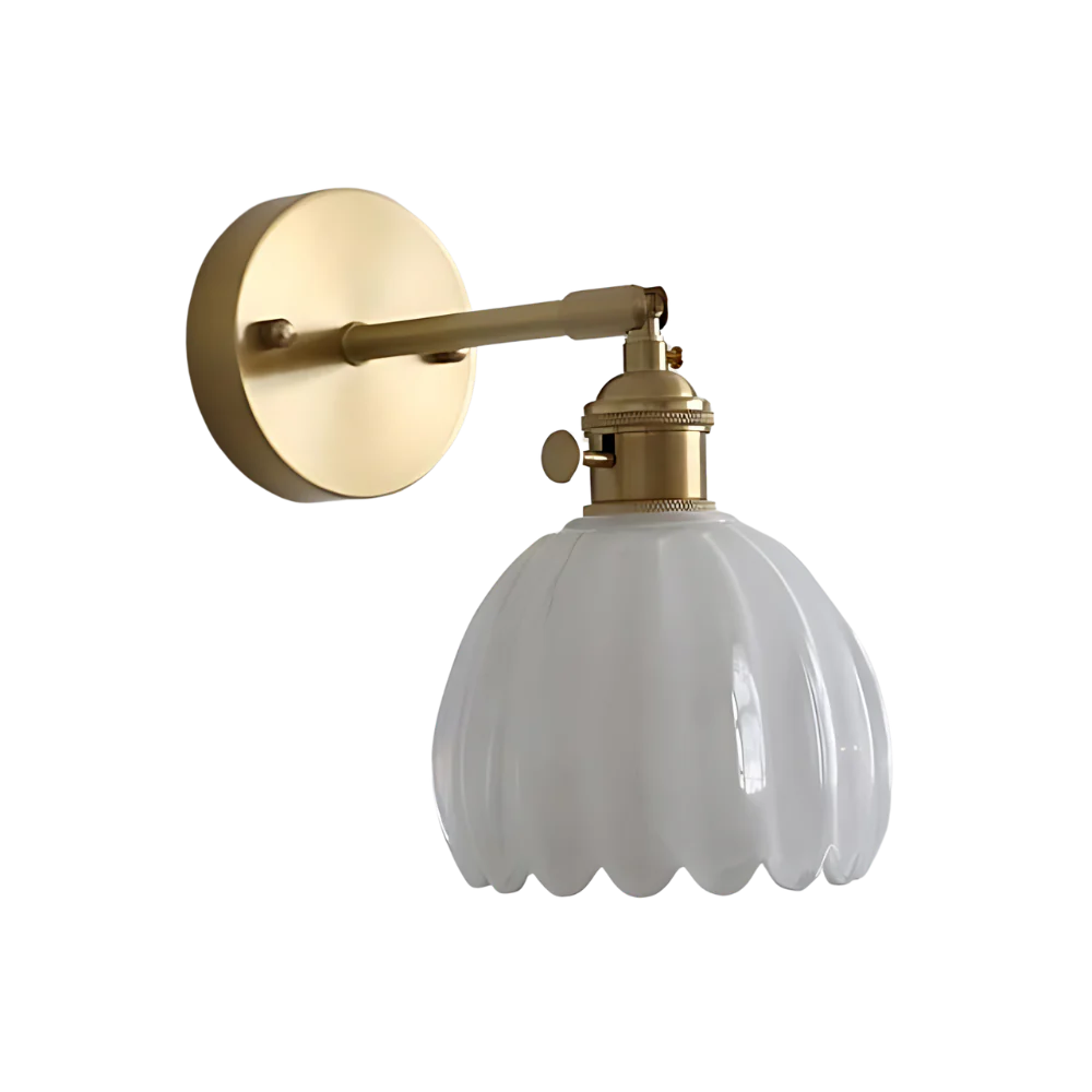 HyggeGlow | Væglampe Vintage – Messing Tulipan Glas