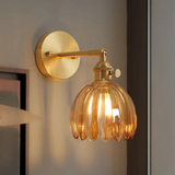 HyggeGlow | Væglampe Vintage – Messing Tulipan Glas