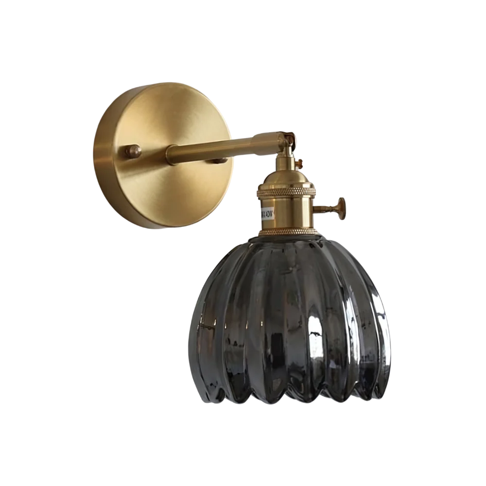HyggeGlow | Væglampe Vintage – Messing Tulipan Glas