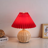 HyggeLume | Bordlampe Skandinavisk - Rattan Plisseret LED 1-Lys