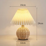 HyggeLume | Bordlampe Skandinavisk - Rattan Plisseret LED 1-Lys