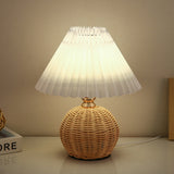 HyggeLume | Bordlampe Skandinavisk - Rattan Plisseret LED 1-Lys
