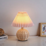 HyggeLume | Bordlampe Skandinavisk - Rattan Plisseret LED 1-Lys