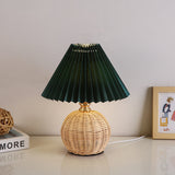 HyggeLume | Bordlampe Skandinavisk - Rattan Plisseret LED 1-Lys