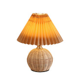 HyggeLume | Bordlampe Skandinavisk - Rattan Plisseret LED 1-Lys