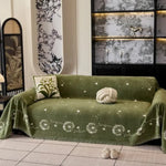 Sofabetræk med mælkebøtteprint i Japandi-stil på sofa