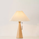 Japansk Minimalistisk Træ Plisseret Stof LED Bordlampe 1-Lys