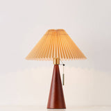 Japansk Minimalistisk Træ Plisseret Stof LED Bordlampe 1-Lys
