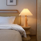 Japansk Minimalistisk Træ Plisseret Stof LED Bordlampe 1-Lys