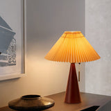 Japansk Minimalistisk Træ Plisseret Stof LED Bordlampe 1-Lys