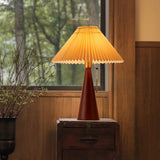 Japansk Minimalistisk Træ Plisseret Stof LED Bordlampe 1-Lys