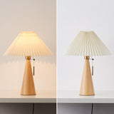 Japansk Minimalistisk Træ Plisseret Stof LED Bordlampe 1-Lys
