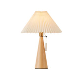Japansk Minimalistisk Træ Plisseret Stof LED Bordlampe 1-Lys