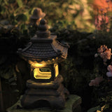 Japansk Zen Solar Pagoda Sten LED Udendørs Have 1-Lys