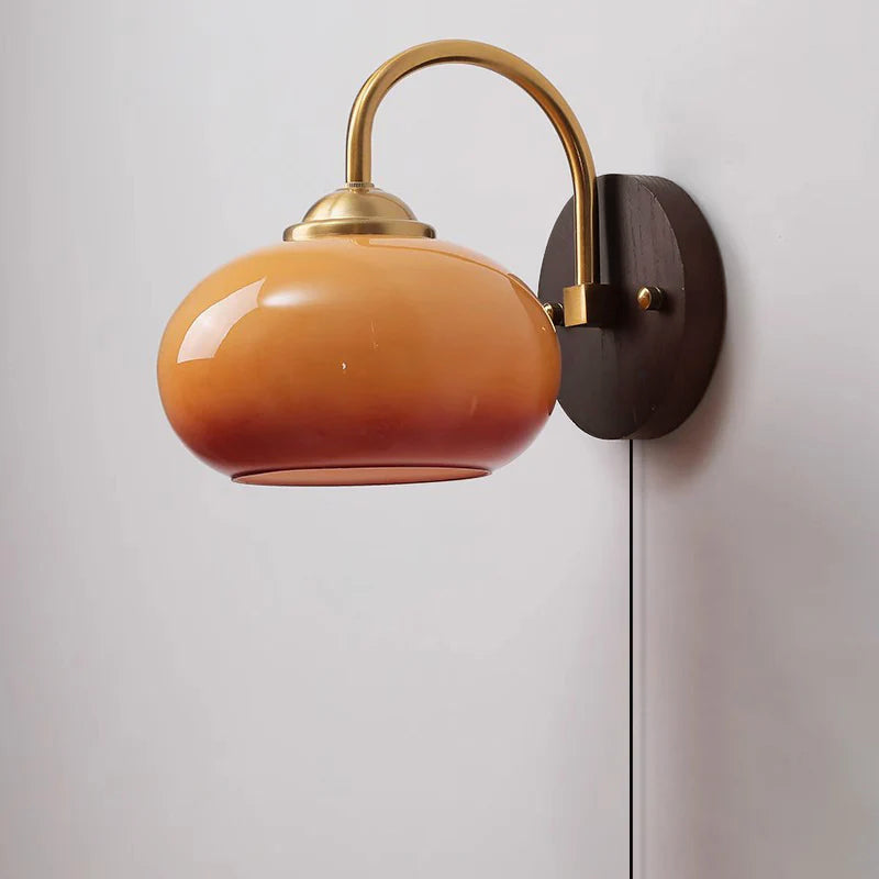 AmberNordic | Væglampe Skandinavisk - Glas & Asketræ LED