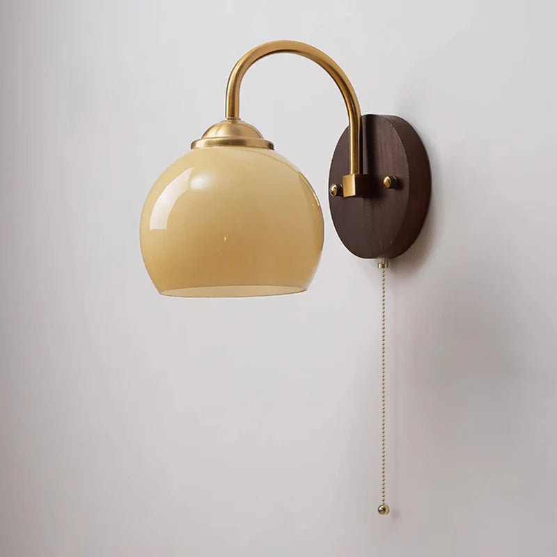 AmberNordic | Væglampe Skandinavisk - Glas & Asketræ LED