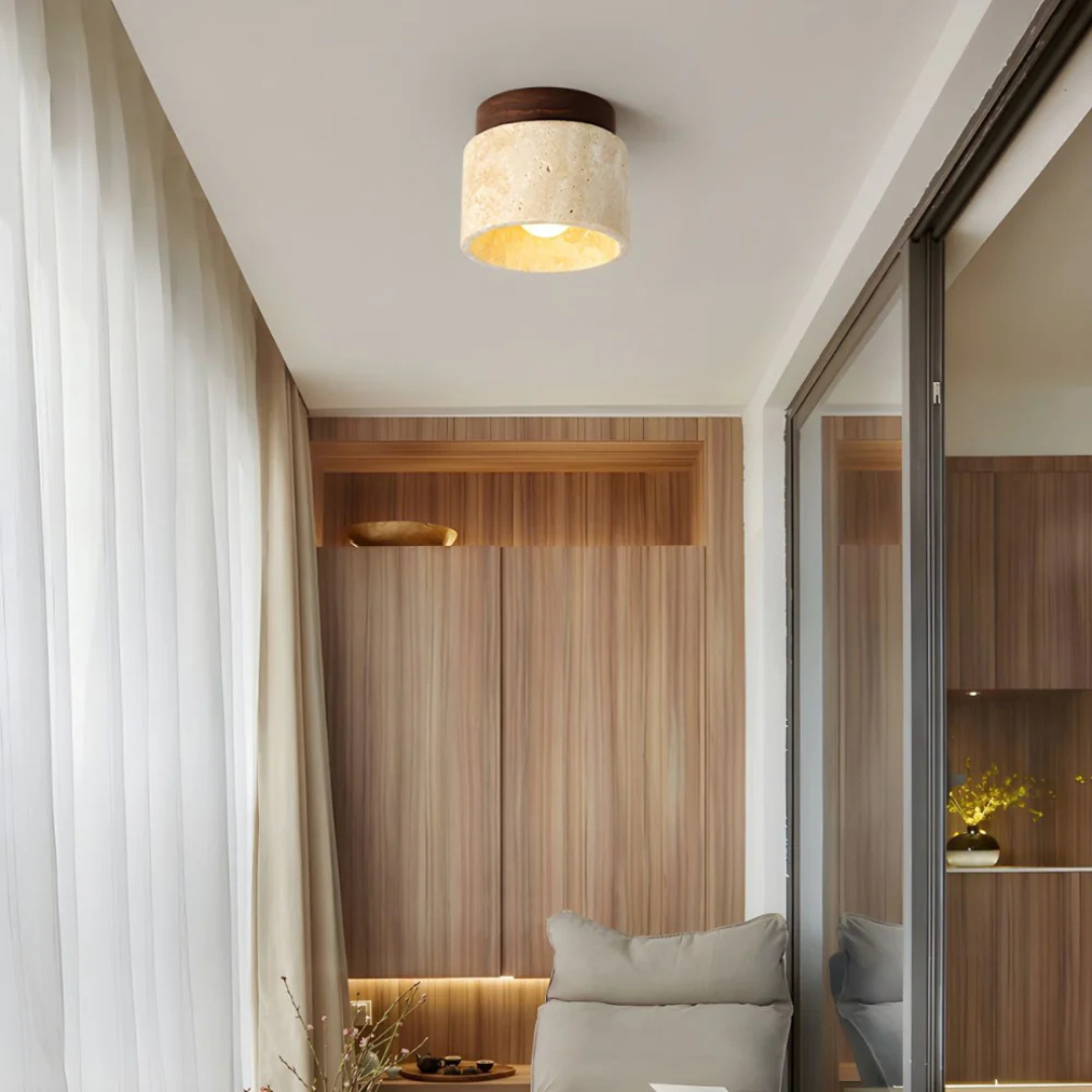 NordicAura | Loftslampe Skandinavisk - LED Travertin Træ