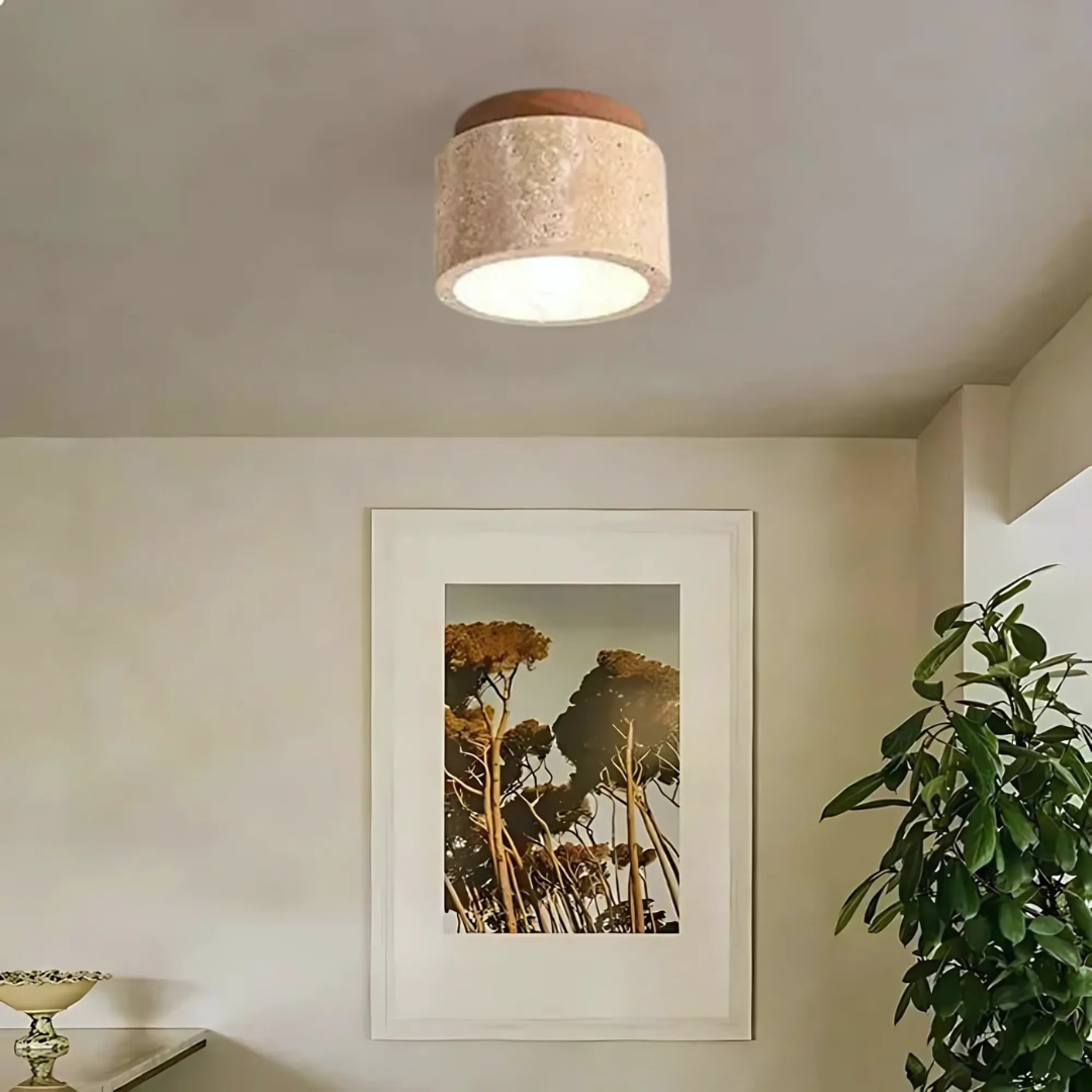 NordicAura | Loftslampe Skandinavisk - LED Travertin Træ