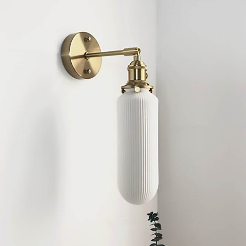 NordicAura | Væglampe Skandinavisk - Messing Riflet Glas LED