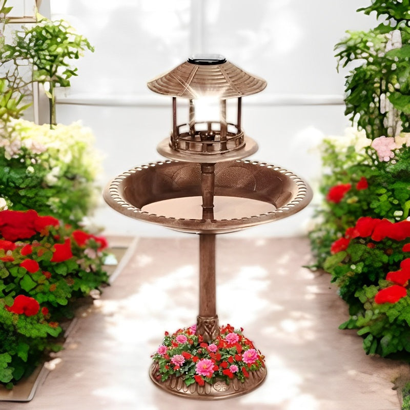 NordicGarden | Fuglebad Vintage - Solcelle LED Trådløs
