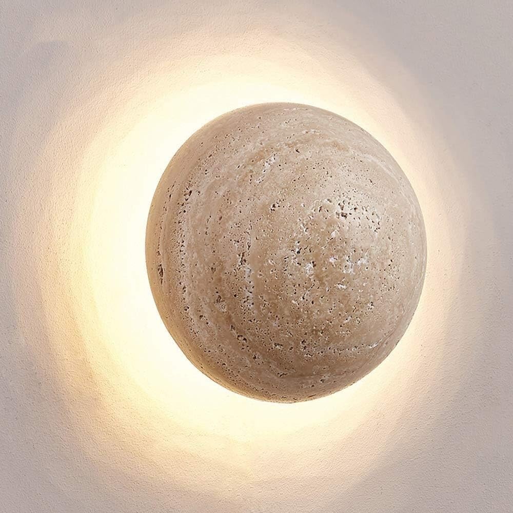 NordicStone | Væglampe Minimalistisk - LED Travertin Rund