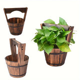NordicWood | Plantekasse Vintage - Træ Bucket med Håndtag
